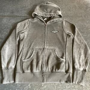 Jacks Surfboards California Green Hoodie Sweatshirt Small Full Zip Distressed
